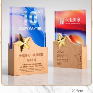 Kỷ Niệm Chương - Cúp Pha Lê Chân Đế Gỗ KN16