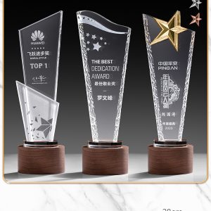 Kỷ Niệm Chương – Cúp Pha Lê Chân Đế Gỗ KN35