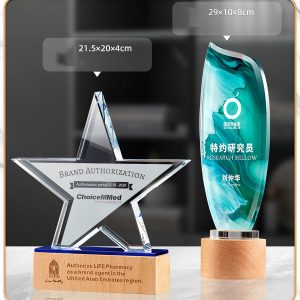 Kỷ Niệm Chương – Cúp Pha Lê Chân Đế Gỗ KN36