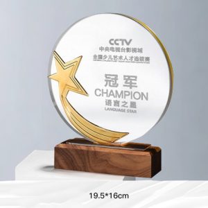 Kỷ Niệm Chương – Cúp Pha Lê Chân Đế Gỗ KN59