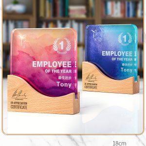 Kỷ Niệm Chương - Cúp Pha Lê Chân Đế Gỗ KN06