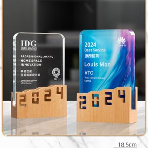 Kỷ Niệm Chương - Cúp Pha Lê Chân Đế Gỗ KN07