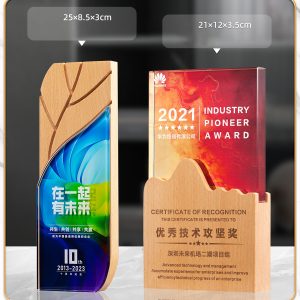 Kỷ Niệm Chương - Cúp Pha Lê Chân Đế Gỗ KN08